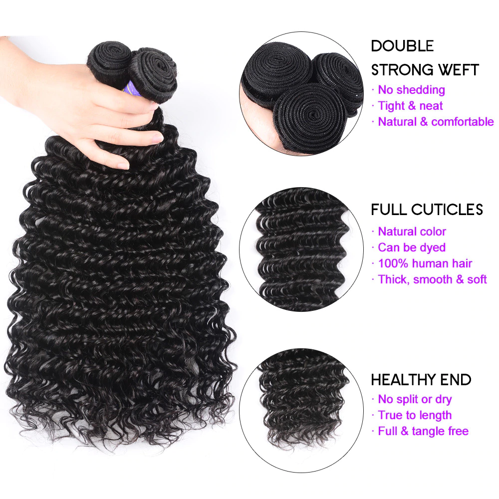 Sunber Hair Remy Human Hair Deep Wave Hair 1 Bundle Human Hair Weaves