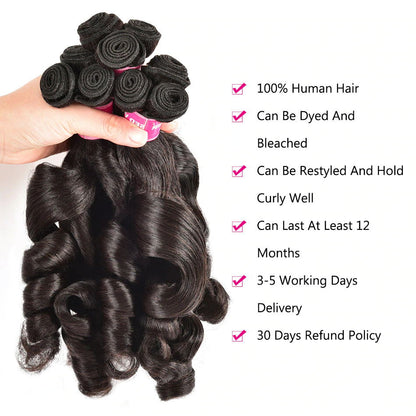 Sunber Hair Brazilian New Funmi Curly Hair Double Drawn Bouncy Curl 3/4 Bundles Human Hair Extensions