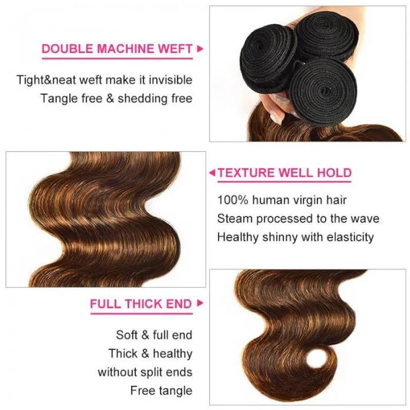 Sunber Flash Sale For Brown Balayage Highlight Color Body Wave/ Straight 3 Bundles