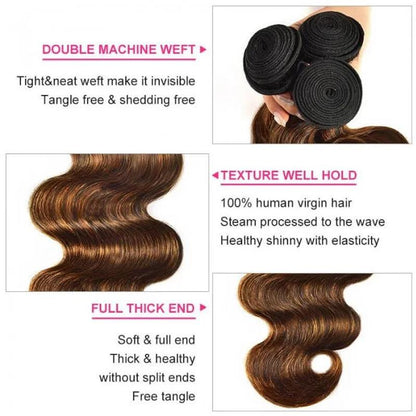 Sunber Flash Sale For Brown Balayage Highlight Color Body Wave/ Straight 3 Bundles