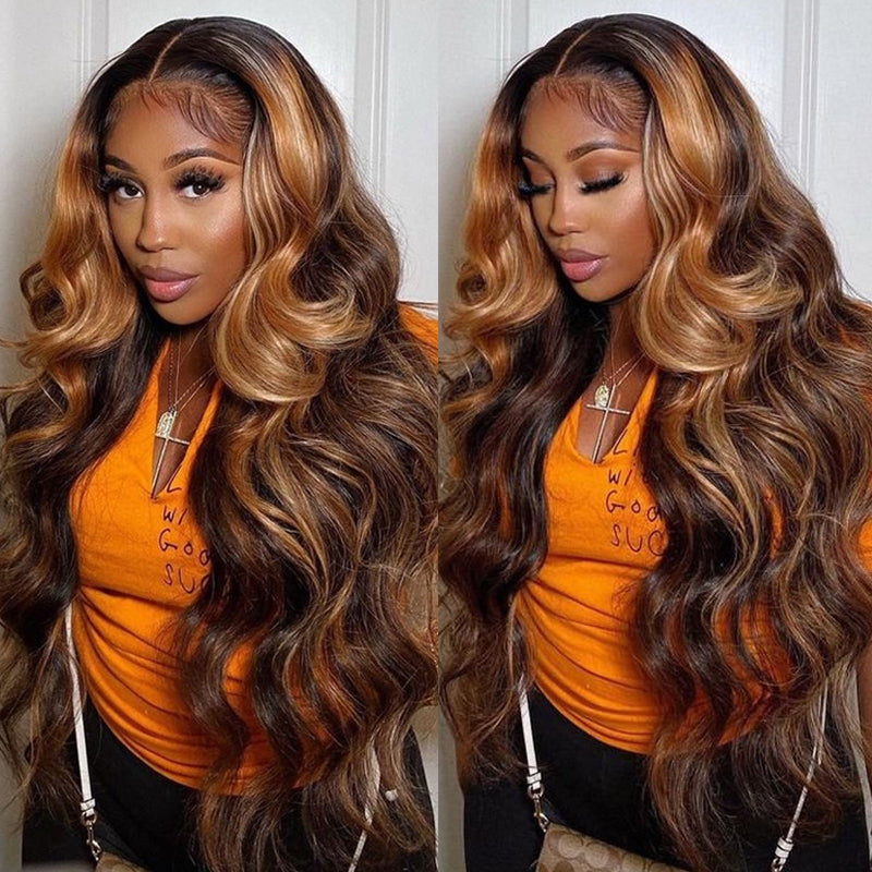 Sunber Balayage Highlight 13x4 Lace Front Wigs Free Part 