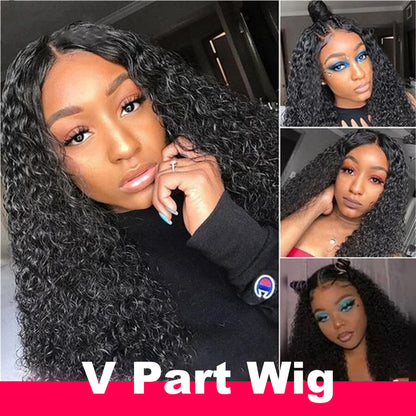 Sunber Effortless To Put On Curly V Part Wig Small Cap Human Hair Wig No Leave Out Glueless Upgrade U Part Wigs