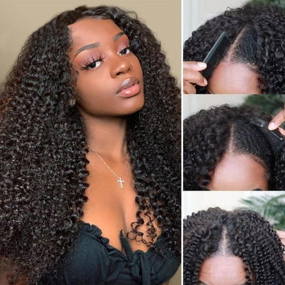 Sunber Kinky Curly V Part Upgrade U part Human Hair Wigs No Leave Out Natural Scalp Flash Sale