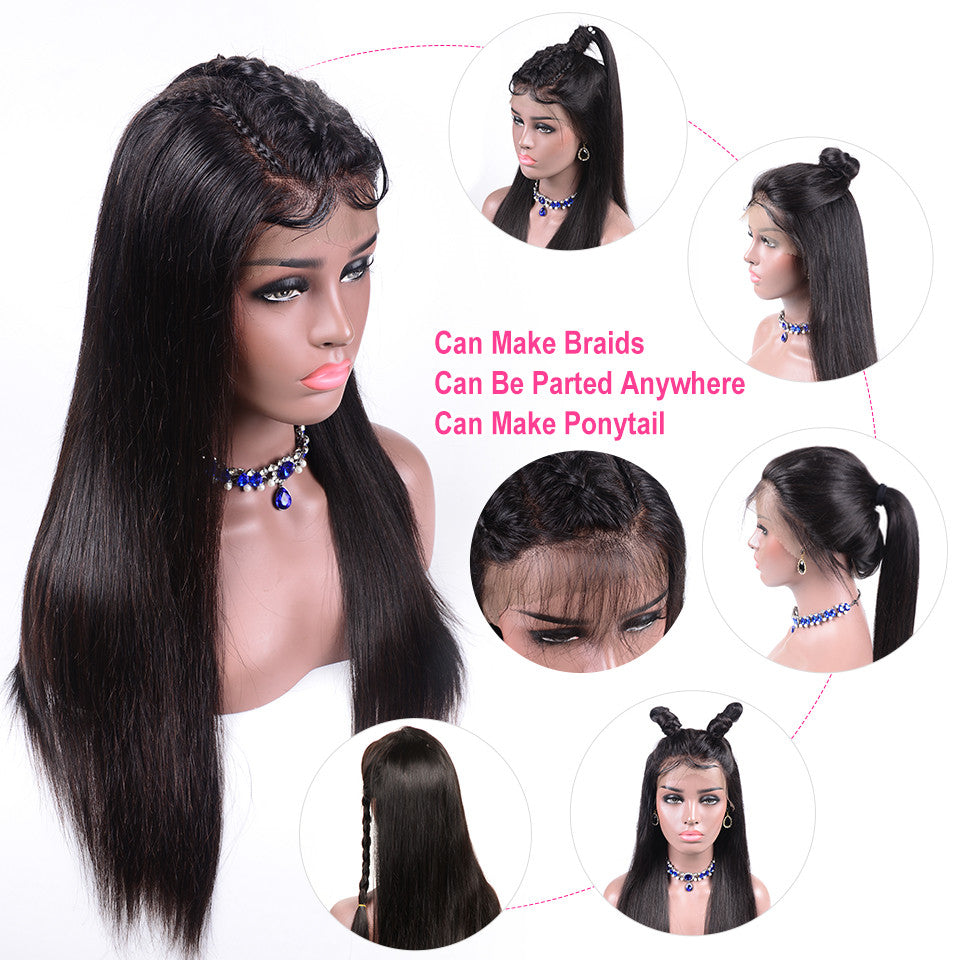 Sunber High Quality 180% Density Straight Transparent Lace Front Wigs Natural Hairline Human Hair Wigs For Women