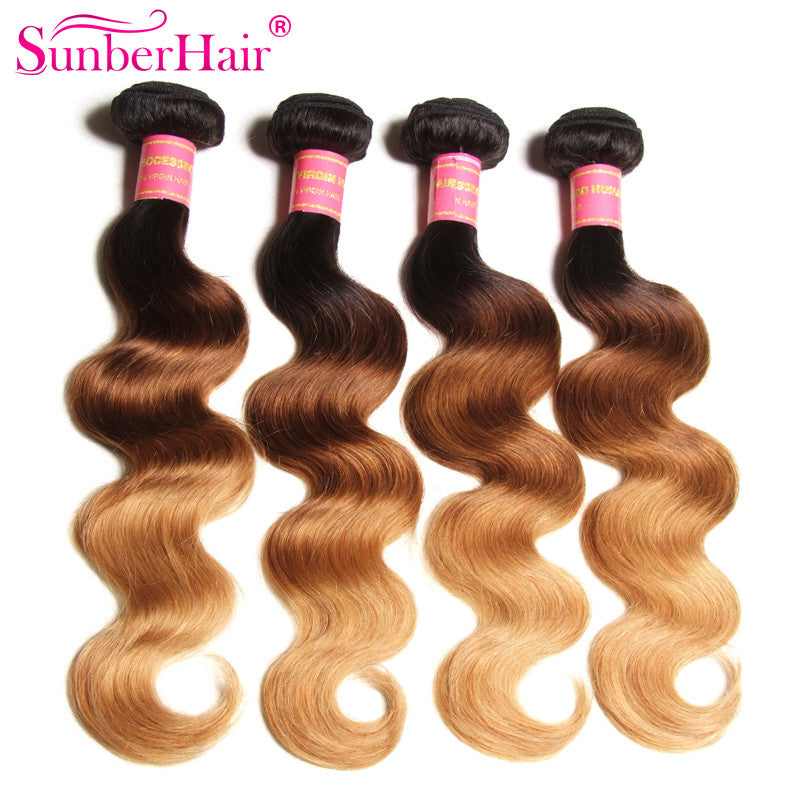 Malaysian Ombre Body Wave Hairs 3 Bundles, T1B/4/27 Ombre Human Hair Weaves - Sunberhair