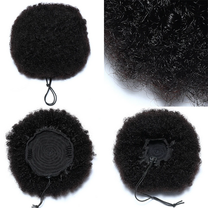 Sunber 9A Afro Kinky Curly Puff For Woman Brazilian Human Hair ponytail  With Adjustable Band And Clips