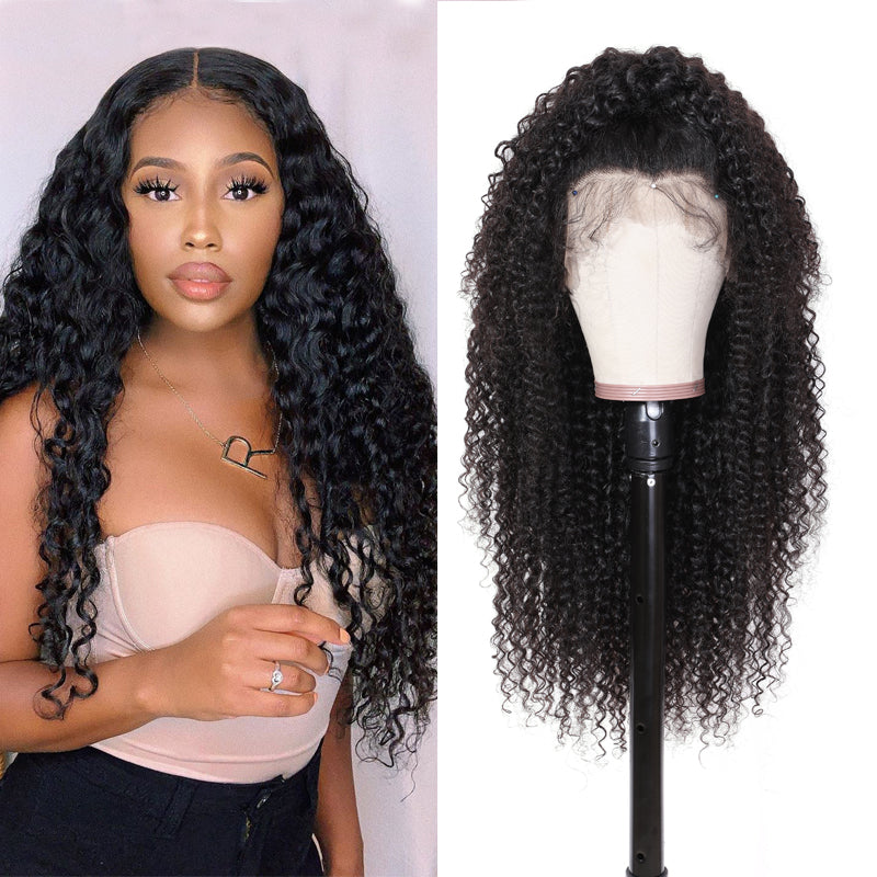 Sunber Fake Scalp Curly Human Hair Wigs 13*4 13*6 Lace Front Wigs Ivisible Glueless Lace Curly Hair Wig With Baby Hair 150% Density