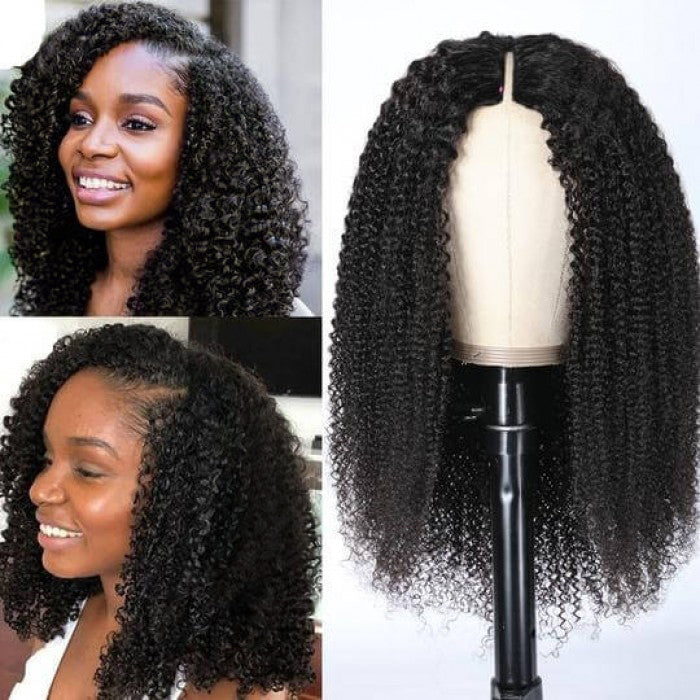 Sunber Kinky Curly V Part Wigs No Leave Out Upgrade U part Human Hair Wigs