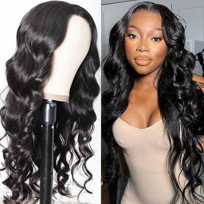 Sunber 4x4 Hand Tied Lace Part Body Wave Realistic Human Hair Wigs 150% Density