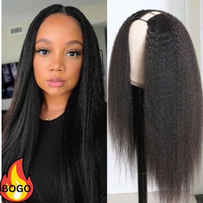 BOGO Sunber Full And Thick Kinky Straight U Part Wig Upgrade V Part Wig Glueless Human Hair Wigs