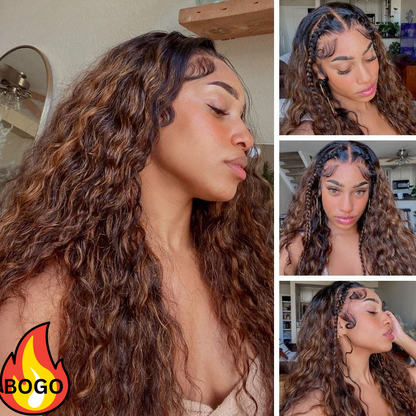 BOGO Sunber Luxury Density Balayage Highlight U Part Water Wave Wig Beginner Friendly