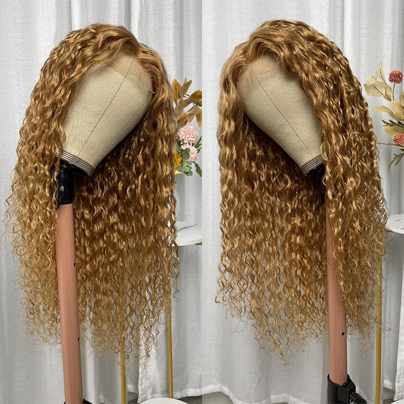 Flash Sale Sunber Honey Blonde Water Wave 13x4 Lace Front Wig With Baby Hair