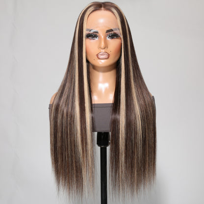 sunber highlighted straight human hair wig