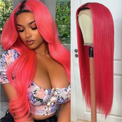 Sunber Straight Ombre Light Pink 13x4 Lace Front Wig With Baby Hair For Women