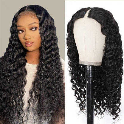 Sunber Super Magical Wet And Wavy V Part Wigs Dry Is Straight And Wet Is Deep Wave Human Hair Wigs