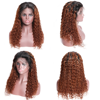 Sunber Ombre T1b30 Hair 13*4 Lace Front Curly Human Hair Wigs Lace Front Wig With Baby Hair 150% Density 100% Human Hair Pre Plucked With Baby Hair