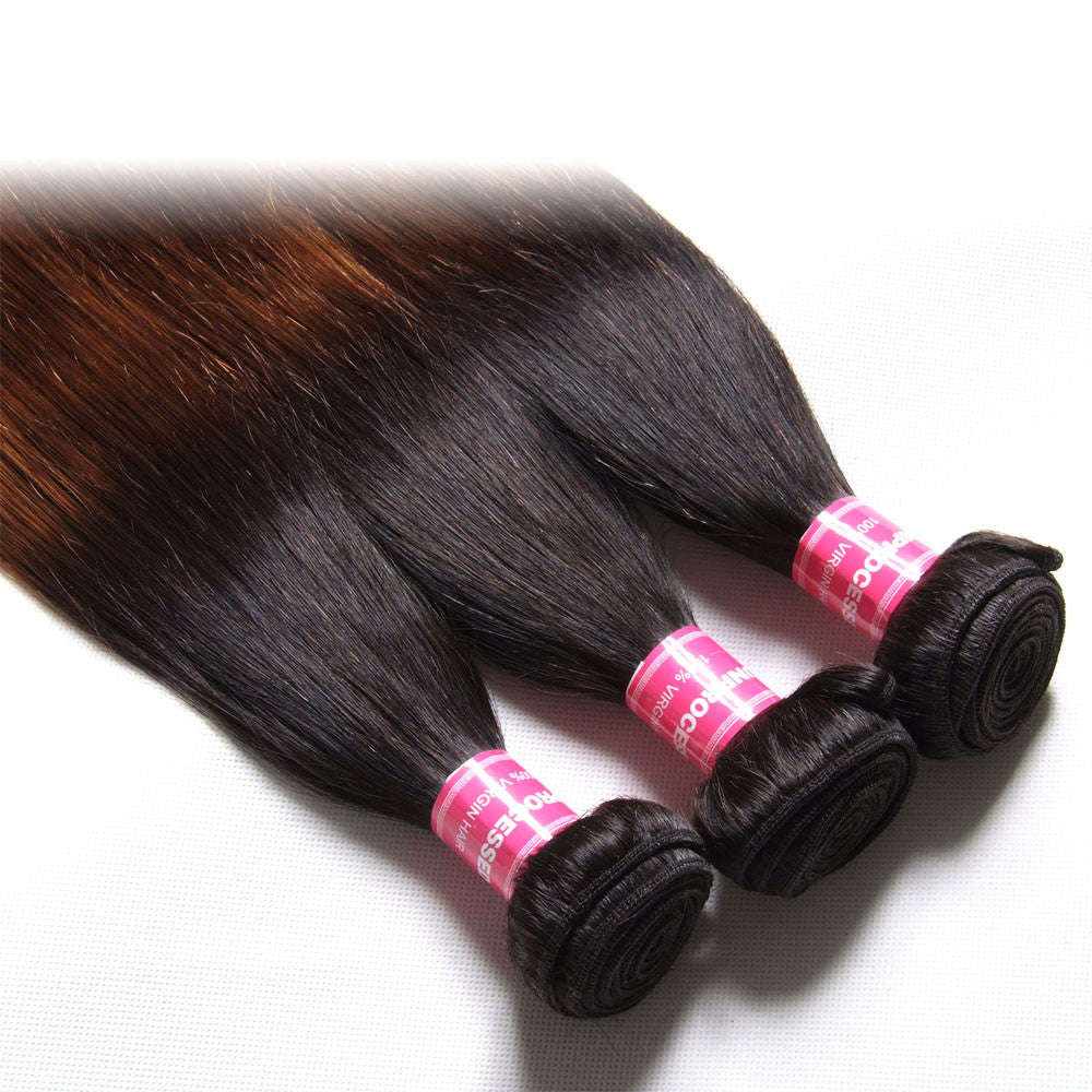 Indian Virgin Straight Hair Ombre Color Human Hair Extensions, 3 Bundles/4 Bundles - Sunberhair