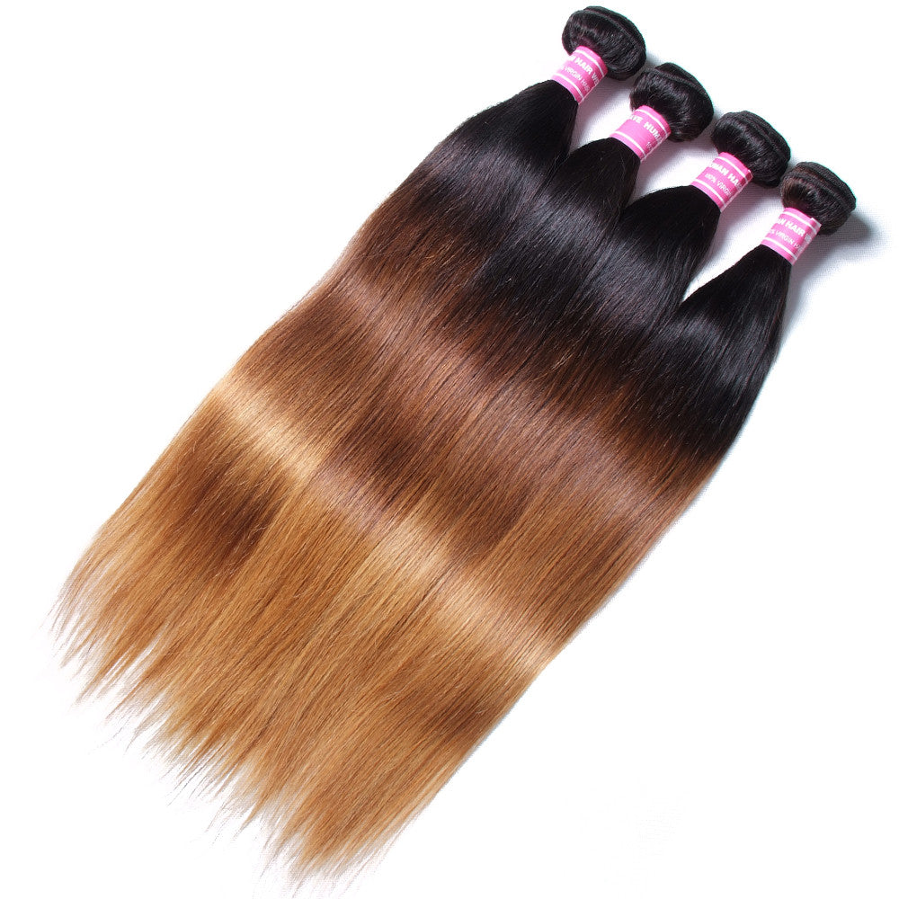 Malaysian Virgin Straight Hair Ombre Color Human Hair Extensions, 3 Bundles/4 Bundles - Sunberhair