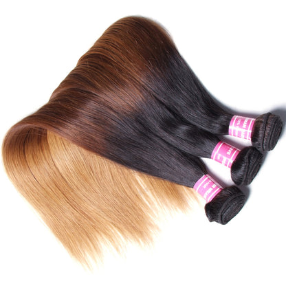 Indian Virgin Straight Hair Ombre Color Human Hair Extensions, 3 Bundles/4 Bundles - Sunberhair