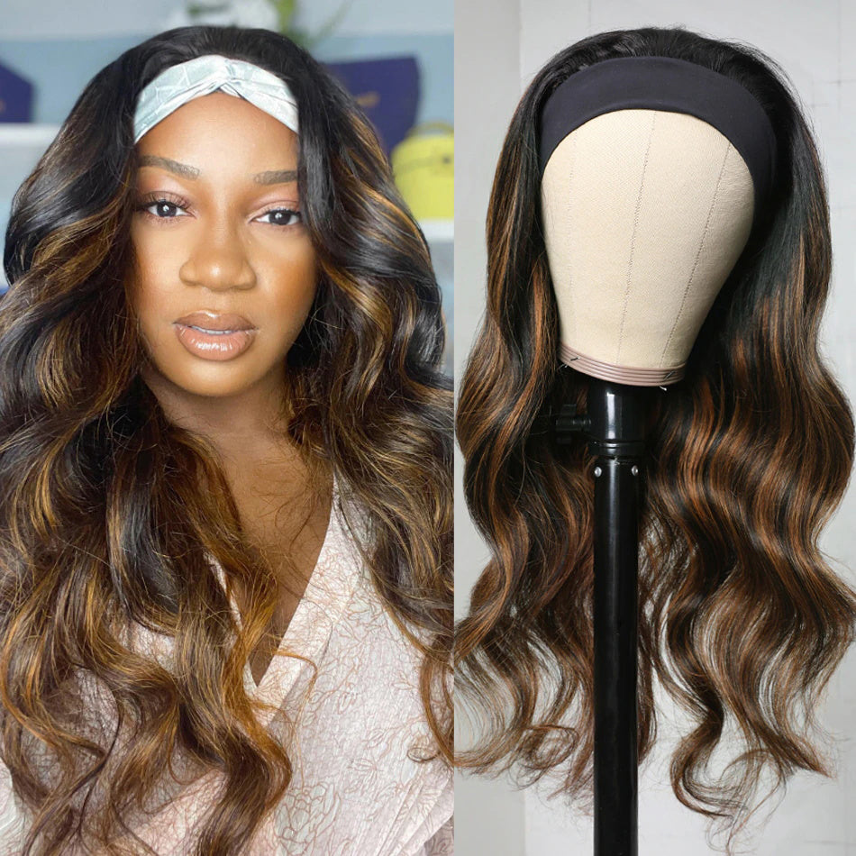 Flash Sale Sunber Balayage Highlight Dark Roots Body Wave Wear And Go Glueless Headband Wigs