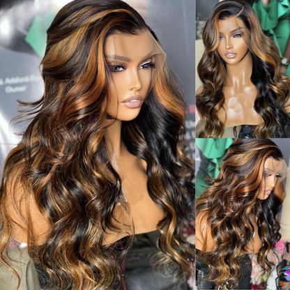 BOGO Sunber Balayage Highlight 13x5 T Part Lace Front Wig Body Wave Wigs Lace Frontal Wigs