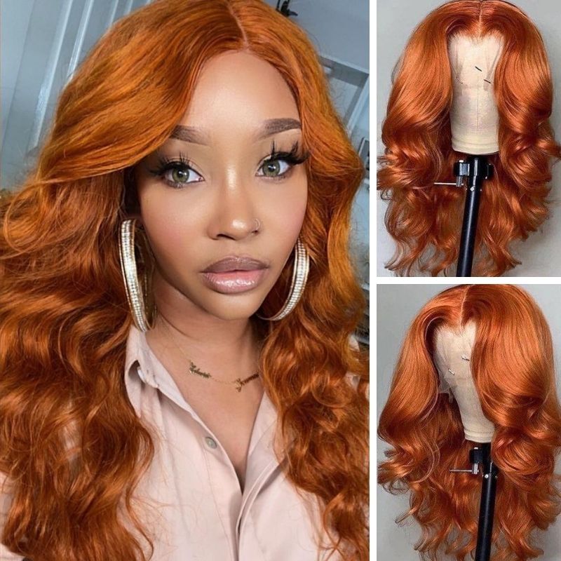 Sunber Ginger Spice Orange Color 3D Body Wave 13x4 Pre Everything Lace Front Wigs Fall Color Human Hair Wigs Flash Sale