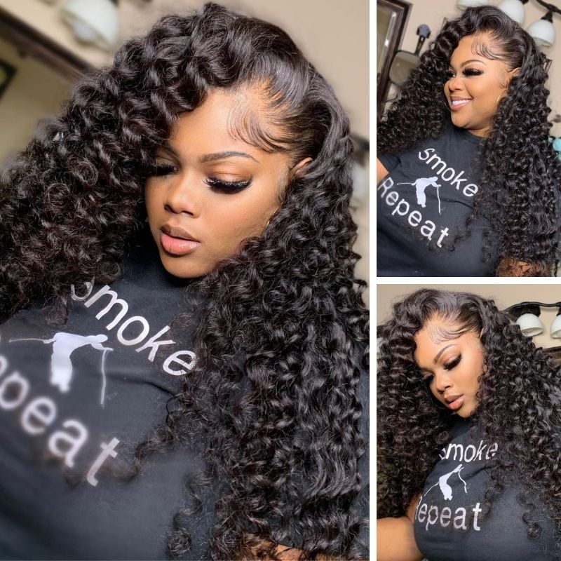 Sunber Deep Wave Skin Melt 13*6 Lace Front Wigs Jerry Curly  180% density For Women