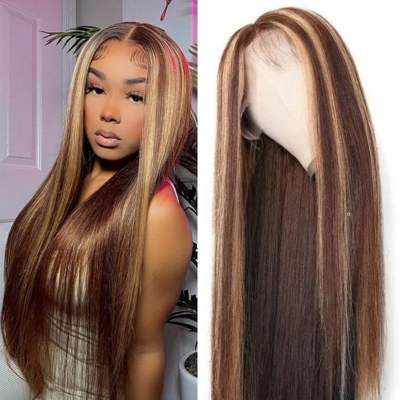 Flash Sale Sunber Undetectable Skin Melt Lace Wig Lace Front Wigs Straight Honey Highlight Wig