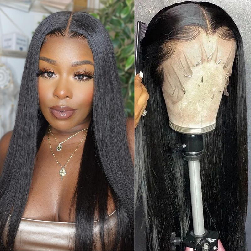 Sunber Straight Hair 13x4 HD Lace Front Wigs With Baby hair Tangle-Free Human Hair Wigs 180% Density