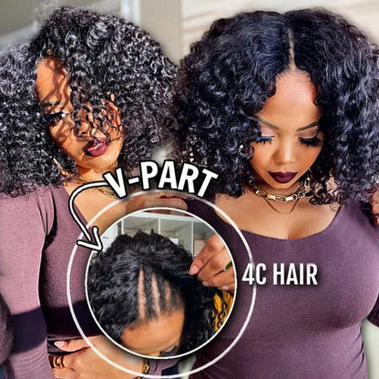 Sunber Kinky Curly V Part Wigs No Leave Out Upgrade U part Human Hair Wigs