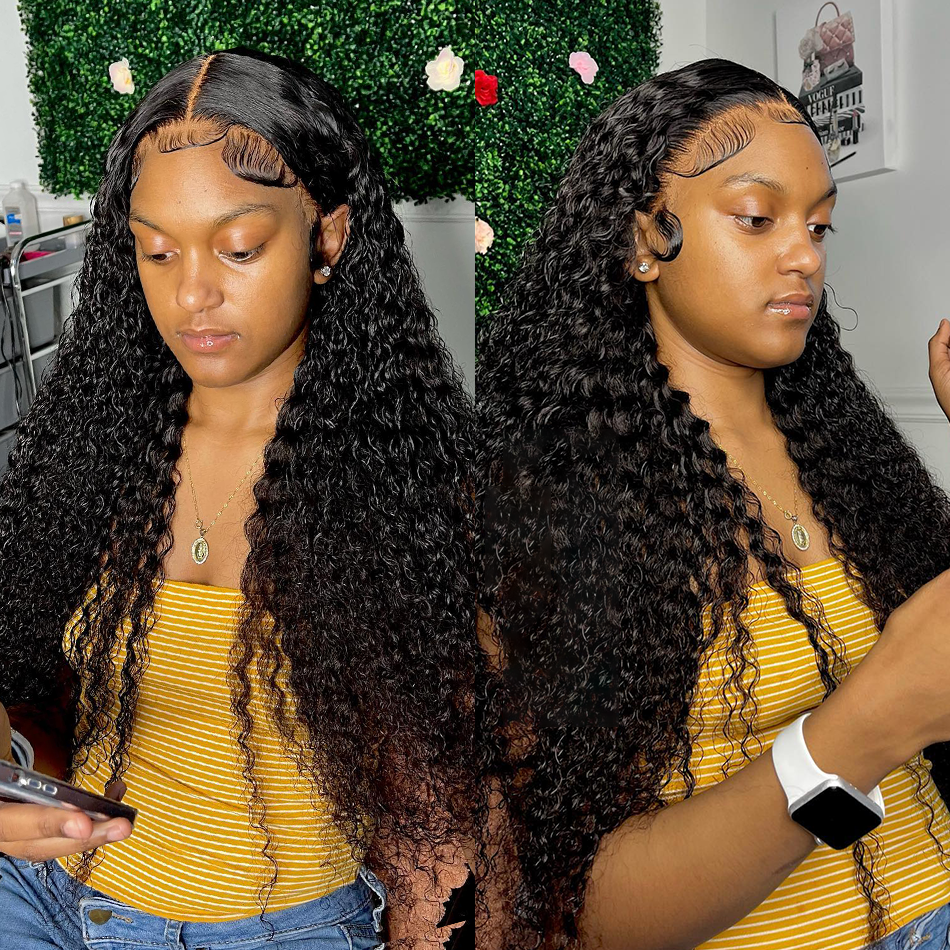 Flash Sale 180% Density Sunber Sassy Deep Wave 13x4 Lace Frontal Wig Pre Plucked Human Hair for Women