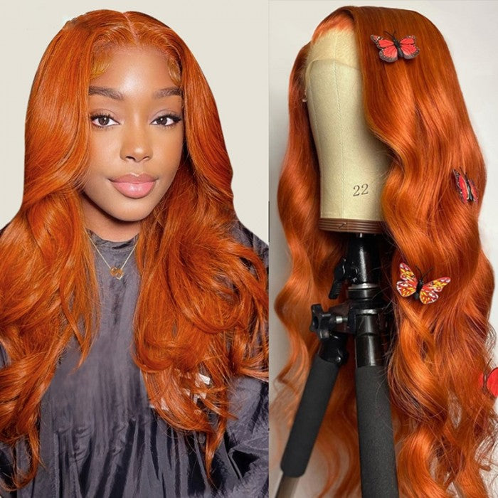 $100 Off Sunber Orange Ginger Lace Frontal Wig Body Wave Human Hair With Baby Hair