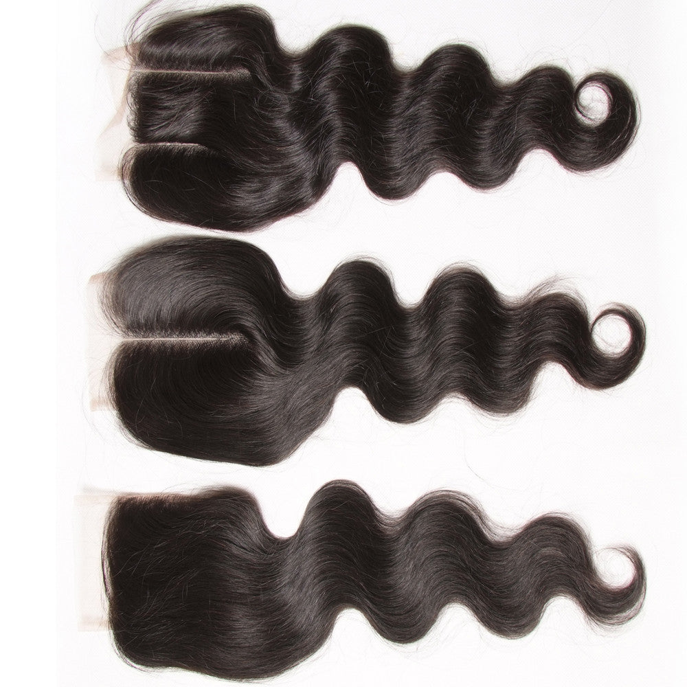 1pcs 4*4 Lace Closure Body Wave Hairstyle, Three/Middle/Free Part, Peruvian/Malaysian/Brazilian Hair - Sunberhair