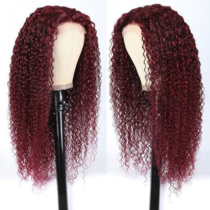 Sunber Flash Sale 2 Wigs Burgundy Curly Lace Part Wigs And Kinky Straight U Part Wig