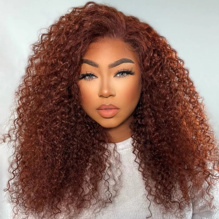 $100 OFF| Sunber Full Curly 13x4 Lace Front Wigs 7*5 Bye Bye Knots Grab And Go Reddish Brown Color Human Hair