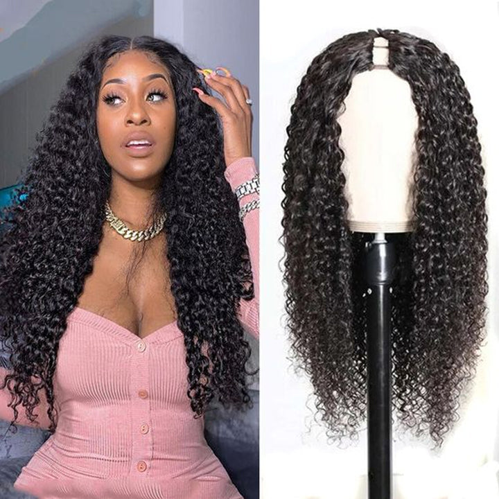 Flash Sale 180% Density Sunber Jerry Curly U Part Wig Meets Real Scalp Glueless Wigs Virgin Human Hair