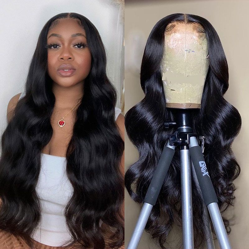 Sunber Affordable 6x4.75 Pre Cut Lace Wigs Body Wave Human Hair Wigs Lace Closure Pre-plucked Hairline Flash Sale