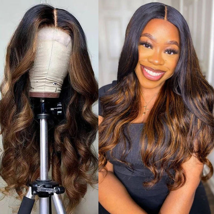 BOGO Sunber Balayage Highlight 13x5 T Part Lace Front Wig Body Wave Wigs Lace Frontal Wigs