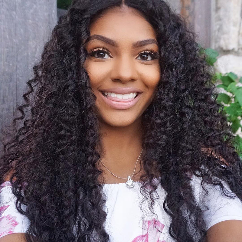 Sunber Deep Wave 4Bundles With 4x4 Lace Free Part Closure Virgin Human Hair