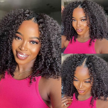 Sunber Kinky Curly V Part Wigs No Leave Out Upgrade U part Human Hair Wigs