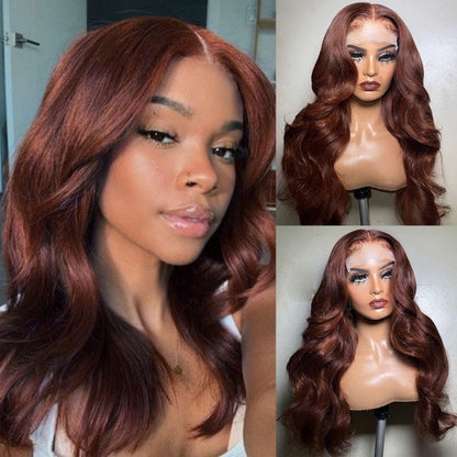 $90 Off | Sunber Reddish Brown Body Wave 13x4 Lace Wigs 7*5 Bye Bye Knots Pre-Plucked Wigs