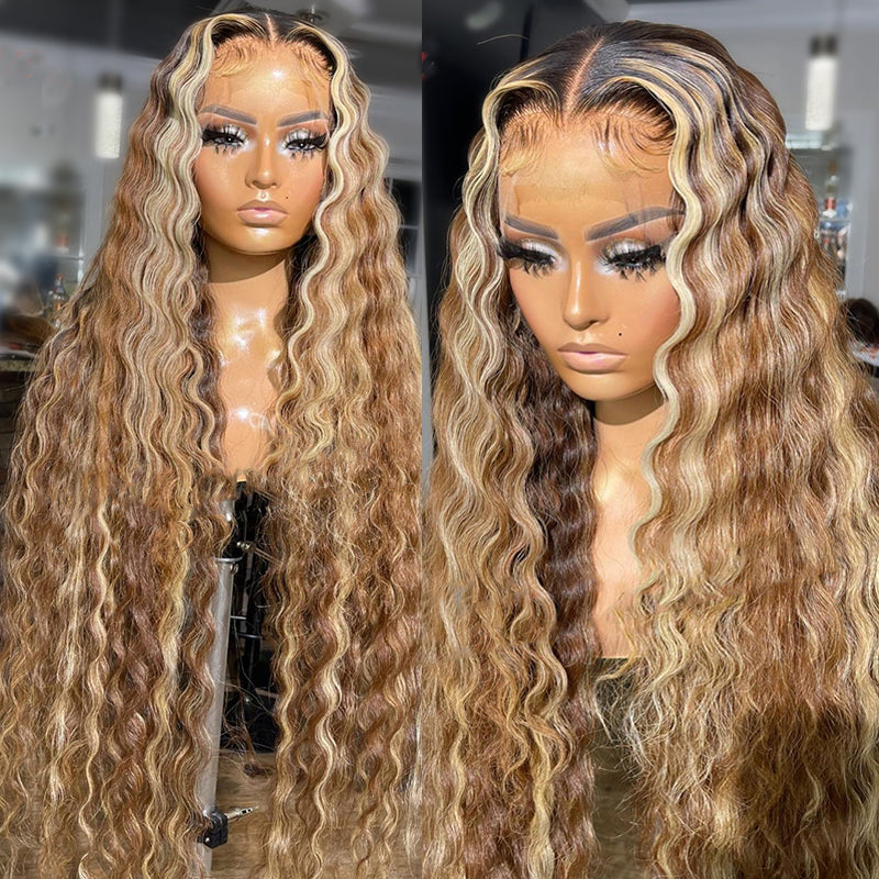 Flash Sale Sunber Loose Wave Chunky Blonde Highlights 13*4 Lace Front Wig Luxury Density