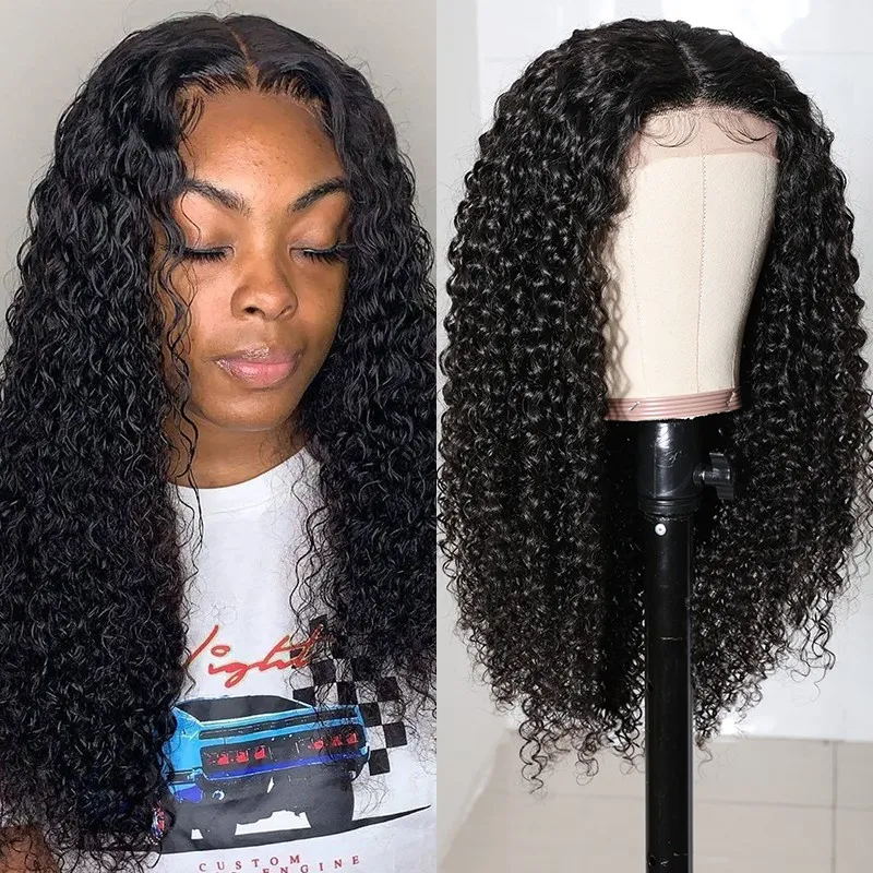 Sunber Bouncy Jerry Curly Hand Tied Lace Part Wigs 150% Density