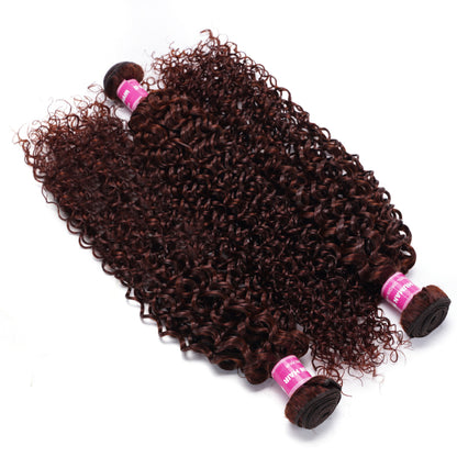 Sunber Hair Reddish Brown Jerry Curly 3 Bundles Human Hair Weave