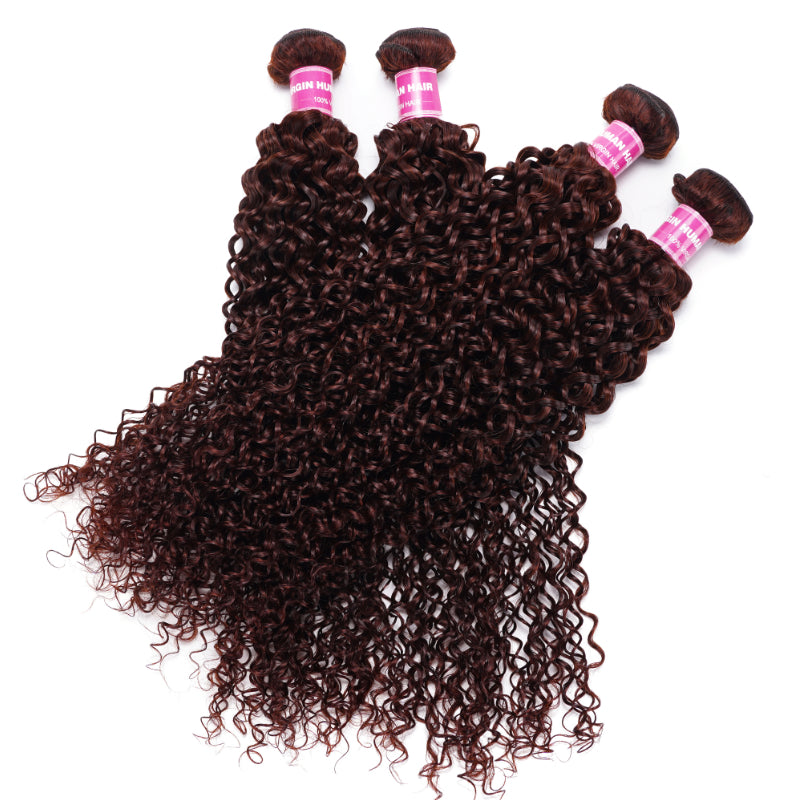 Sunber Hair Reddish Brown Jerry Curly 4 Bundles 100% Human Hair Bundle Deals