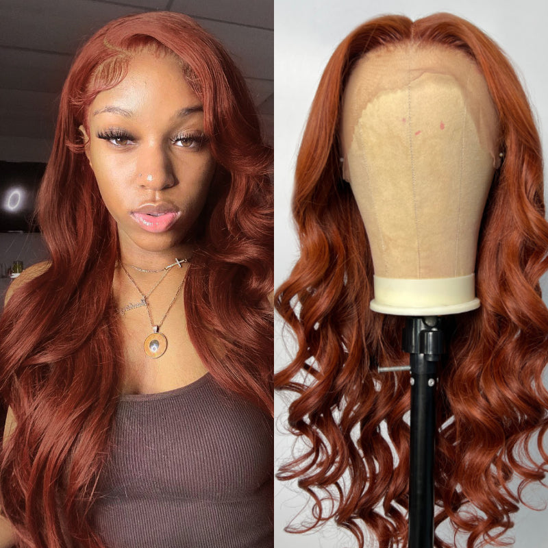 BOGO Sunber Copper Brown Body Wave 13x4 Lace Front Wigs  Pre-Plucked With Babyhair