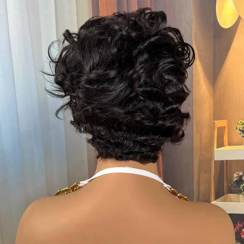 Flash Sale Sunber Glueless Curly Short Bob Wig With Bangs No Lace Human Hair Wigs