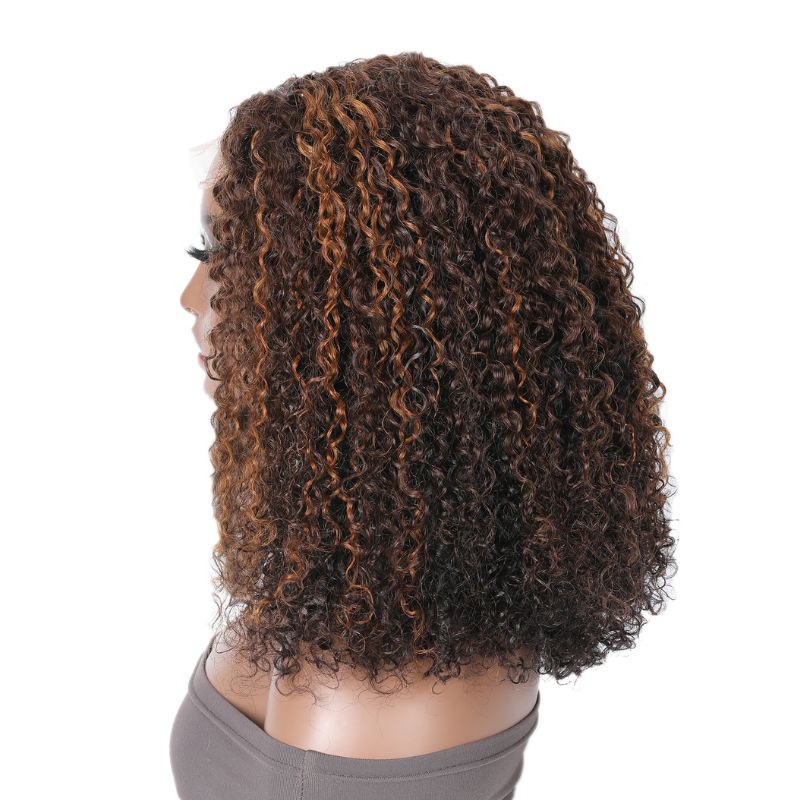 Sunber Jerry Curl Mix Brown Copper Red Color Lace Part Wig Human Hair