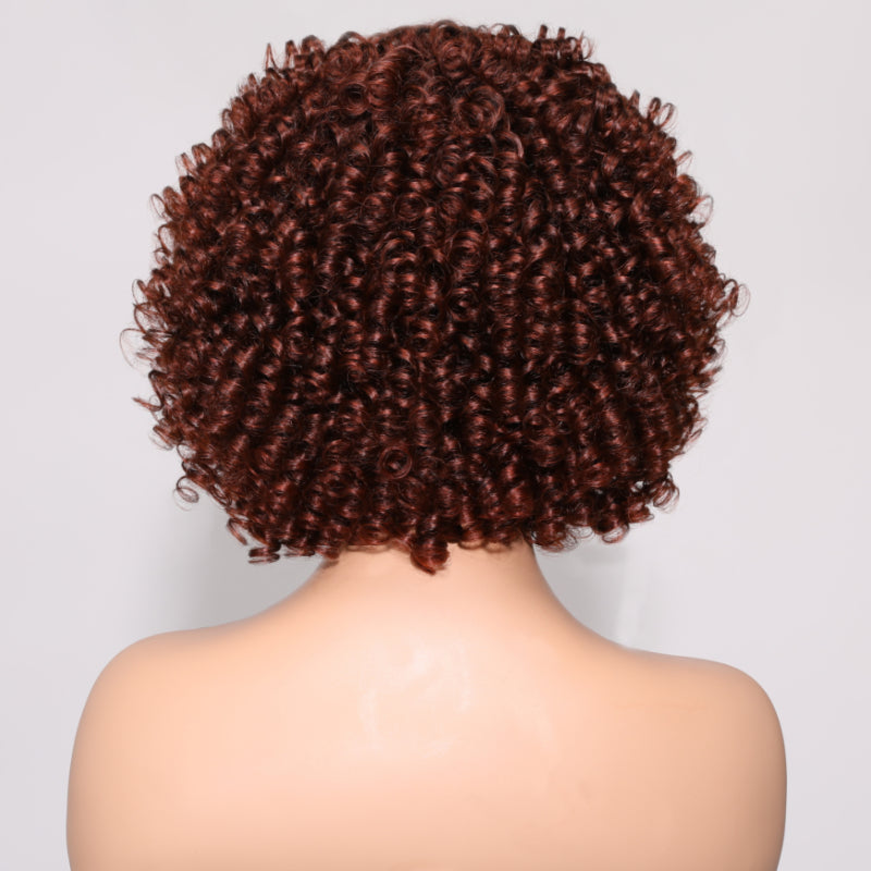 Sunber Reddish Brown Bouncy Curly Bob Wig