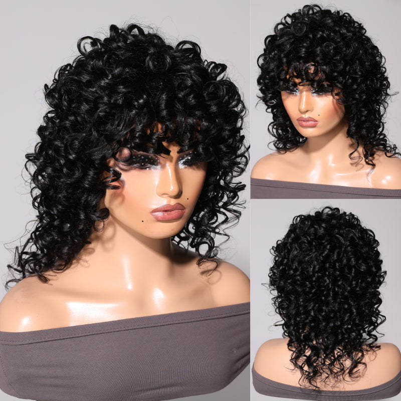 Sunber 14inch Wolf Cut Bob Wig With Bangs